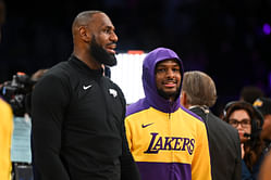 In Photos: Lakers father-son duo LeBron James and Bronny James receive special tribute from Cavs ahead of homecoming return