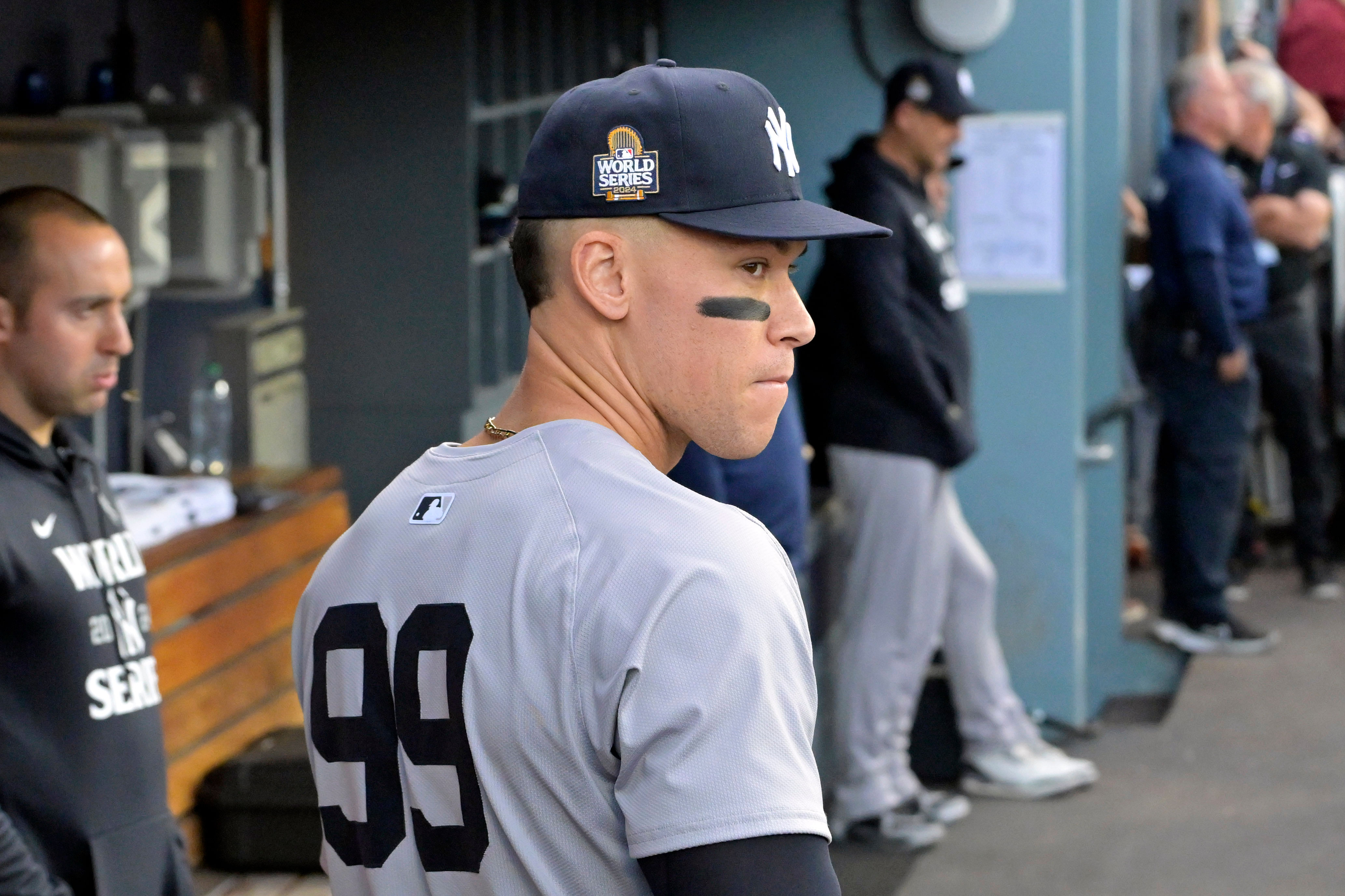 Aaron Judge has only produced six hits for the Yankees in this postseason (Photo Credit: IMAGN)