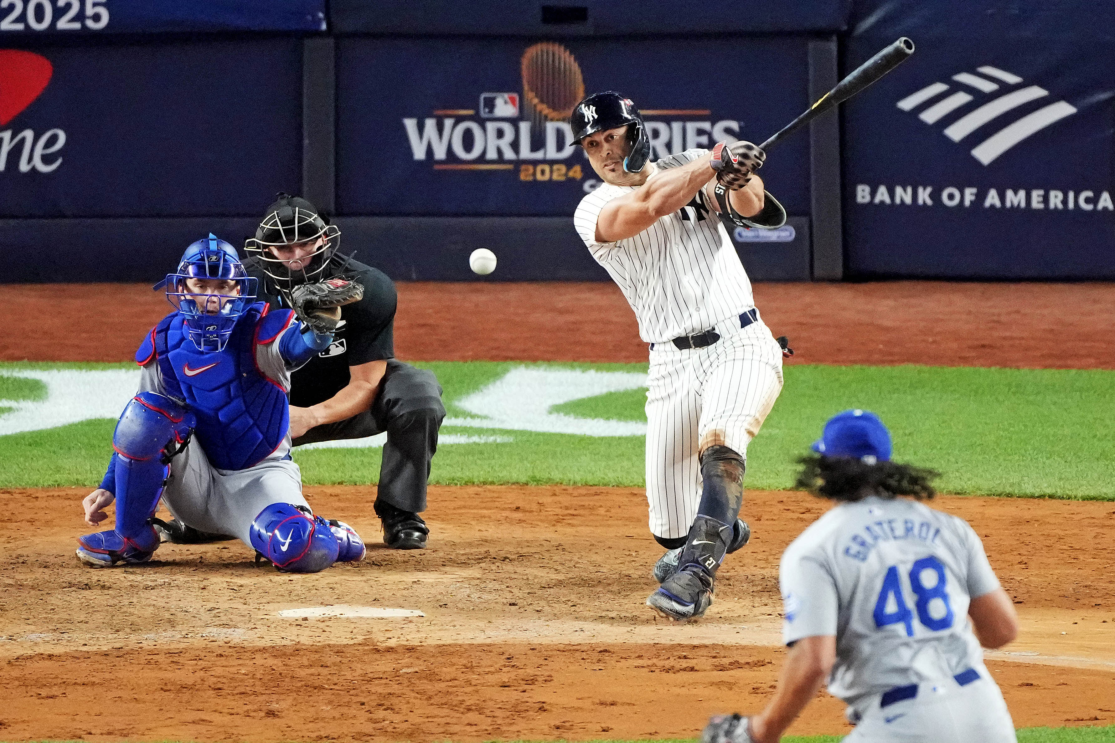 Giancarlo Stanton could hit a home run tonight (Imagn)