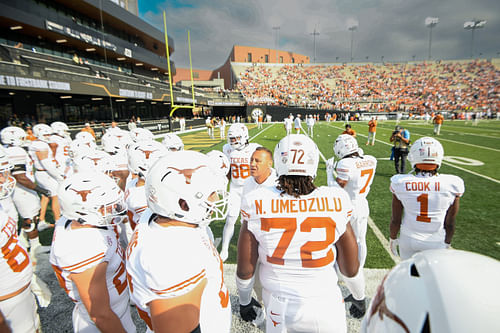 Texas Longhorns head coach Steve Sarkisian takes the field - Source: Imagn