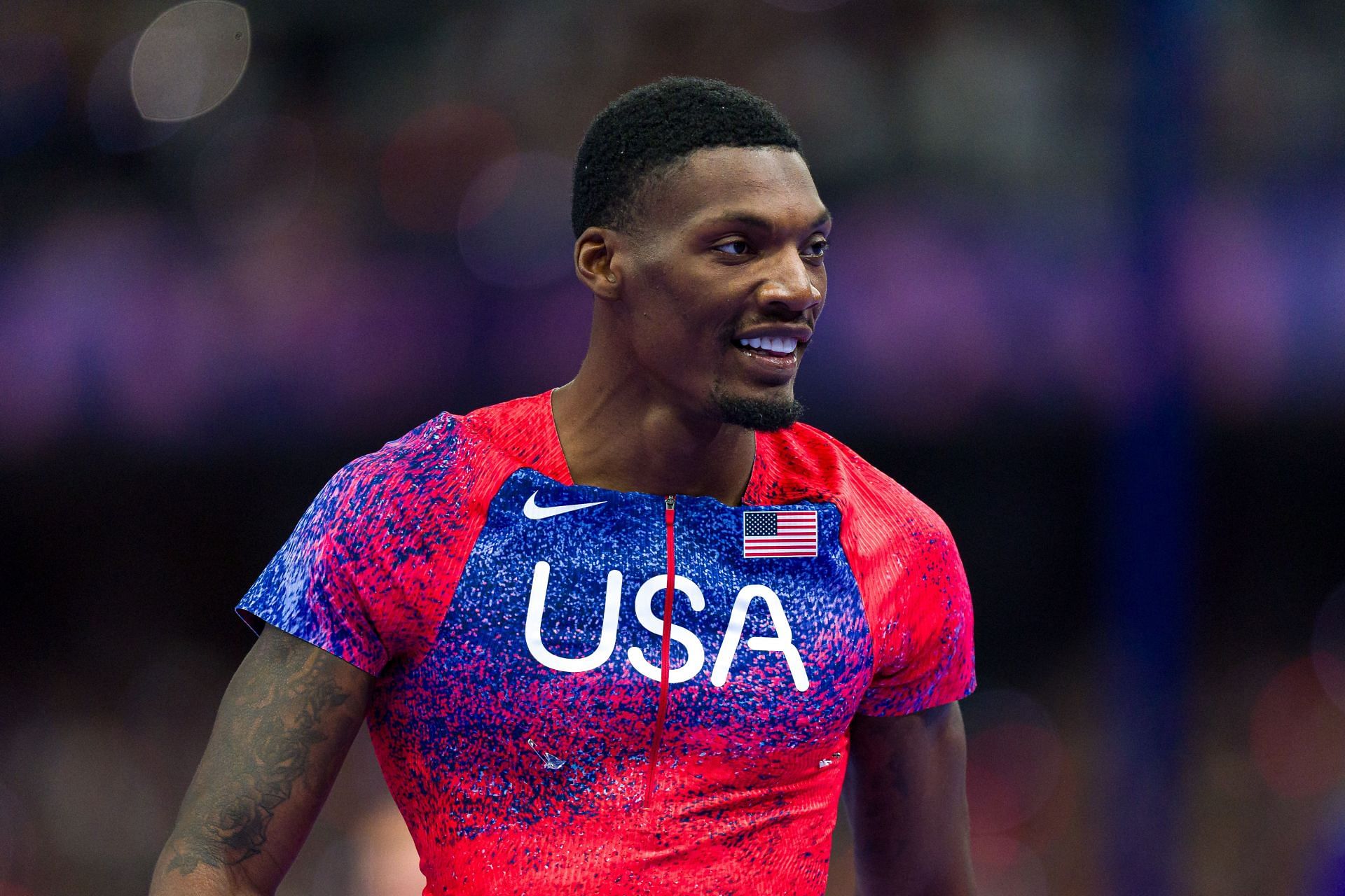 Kerley after winning a bronze at the Men&#039;s 100m event at the 2024 Paris Olympics (Image via Getty Images)