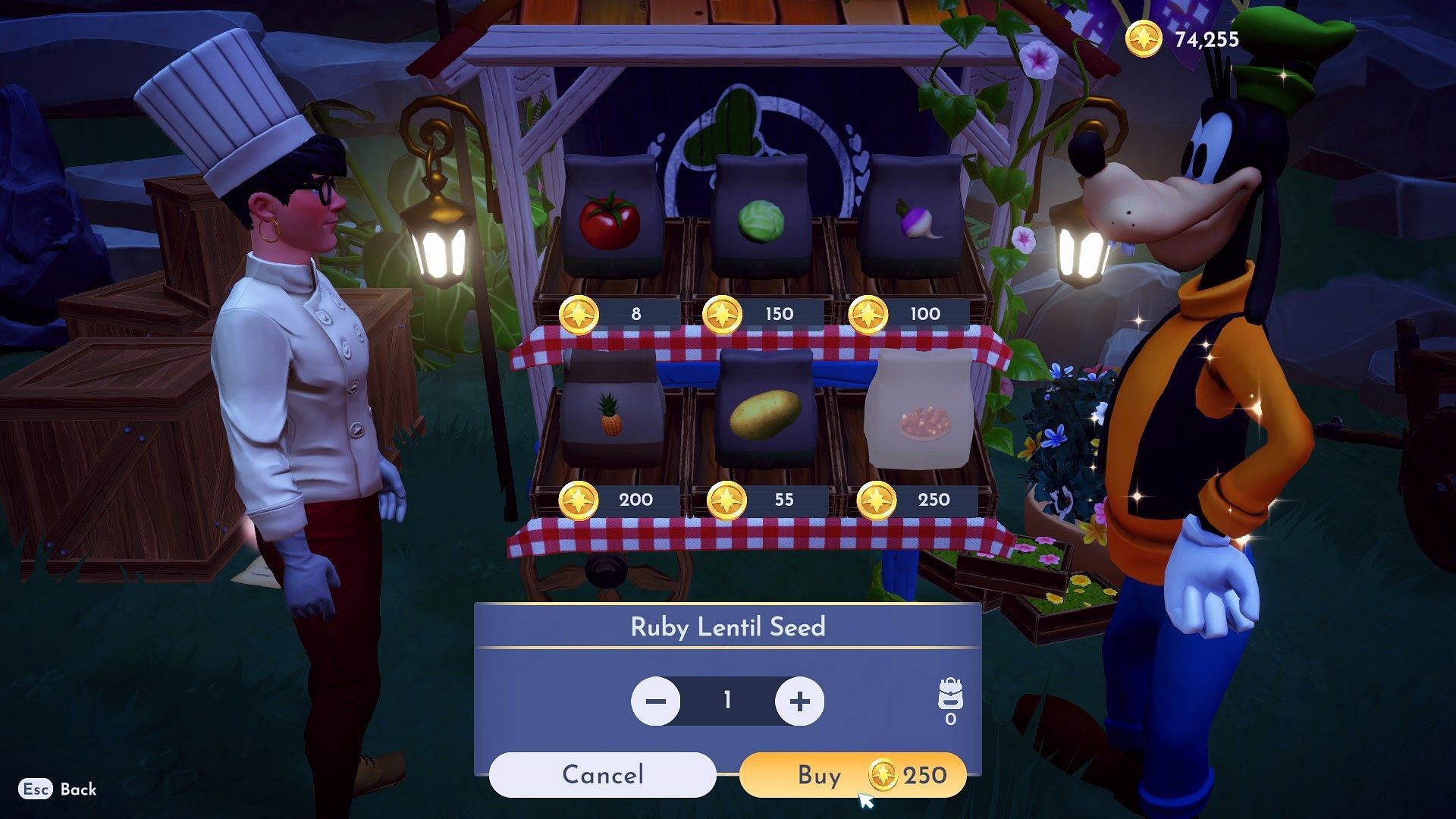 Purchase Ruby Lentil seeds from Goofy's Stall in Wild Tangle (Image via Gameloft)