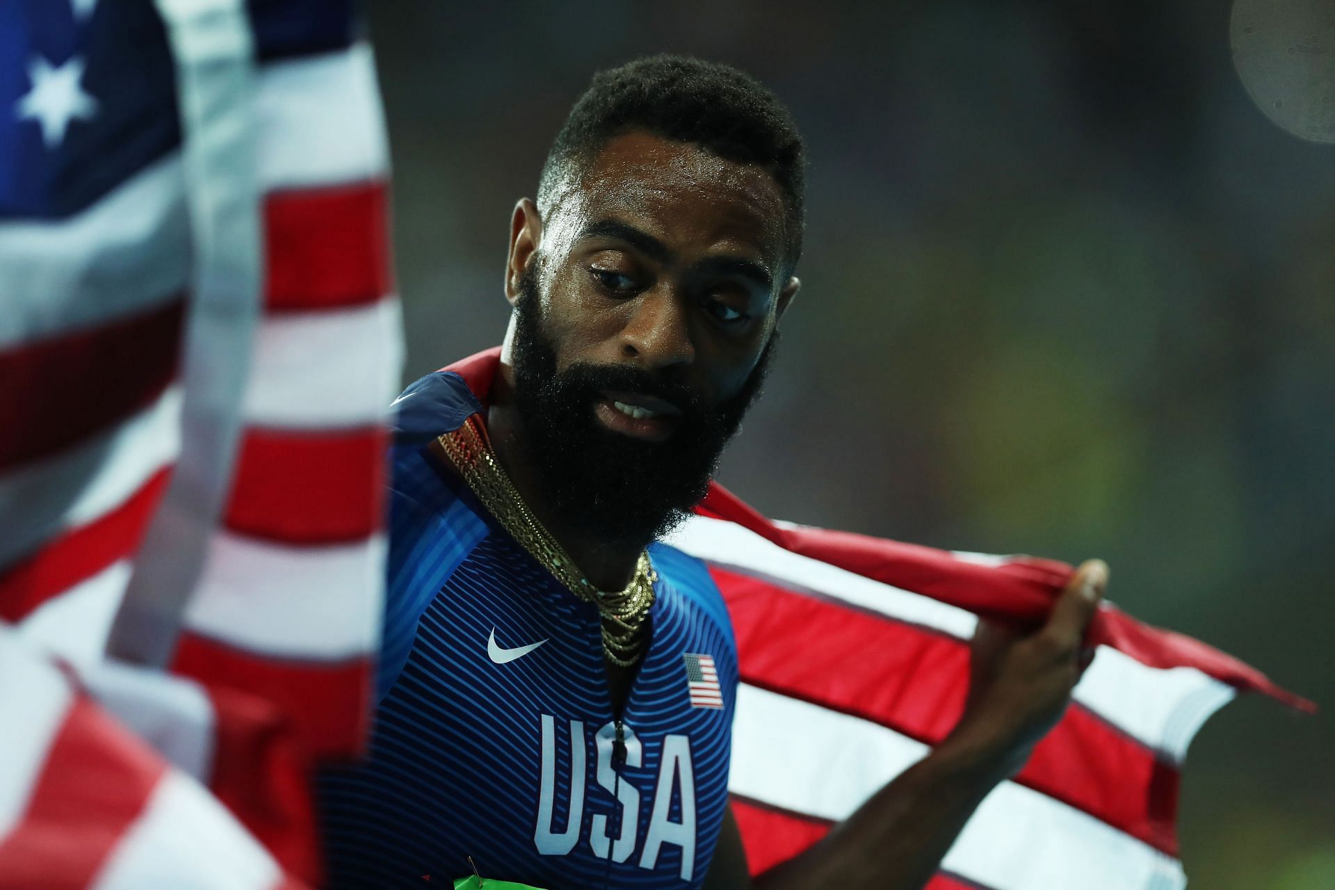 Gay during the 4x100m finals on the 14th day of the 2016 Rio Olympics (Image via: Getty Images)