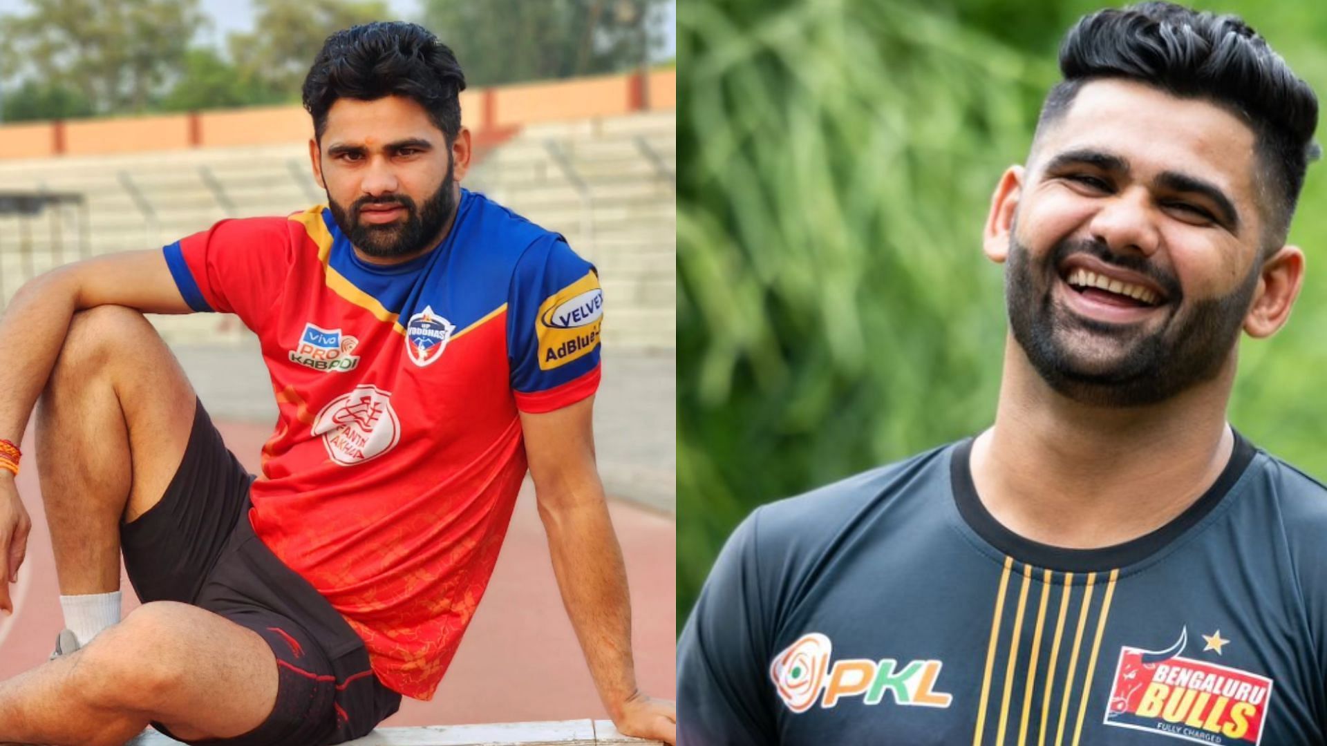 Pardeep Narwal is the finest Indian raider to grace the Kabaddi mat (Image by pardeep_narwal9 and bengalurubullsofficial on Instagram)