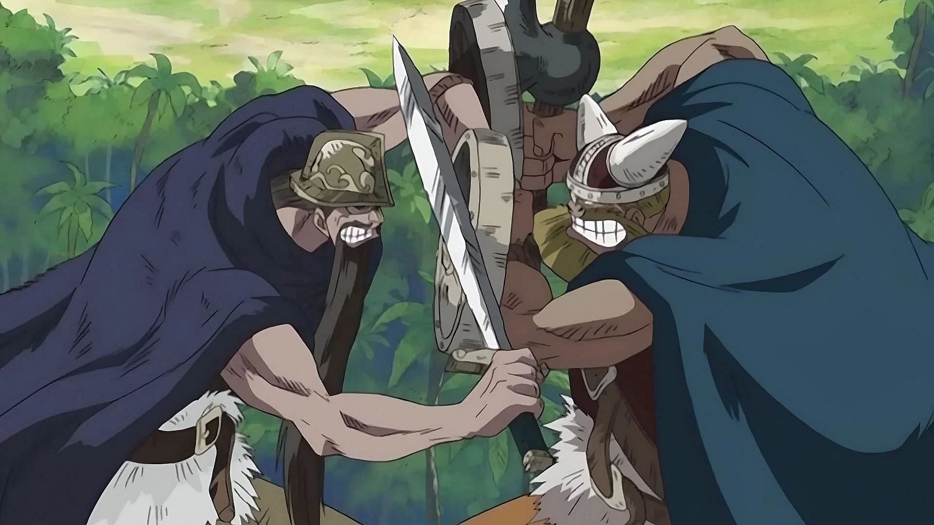 Dorry and Brogy as shown in the One Piece anime (Image via Toei Animation)