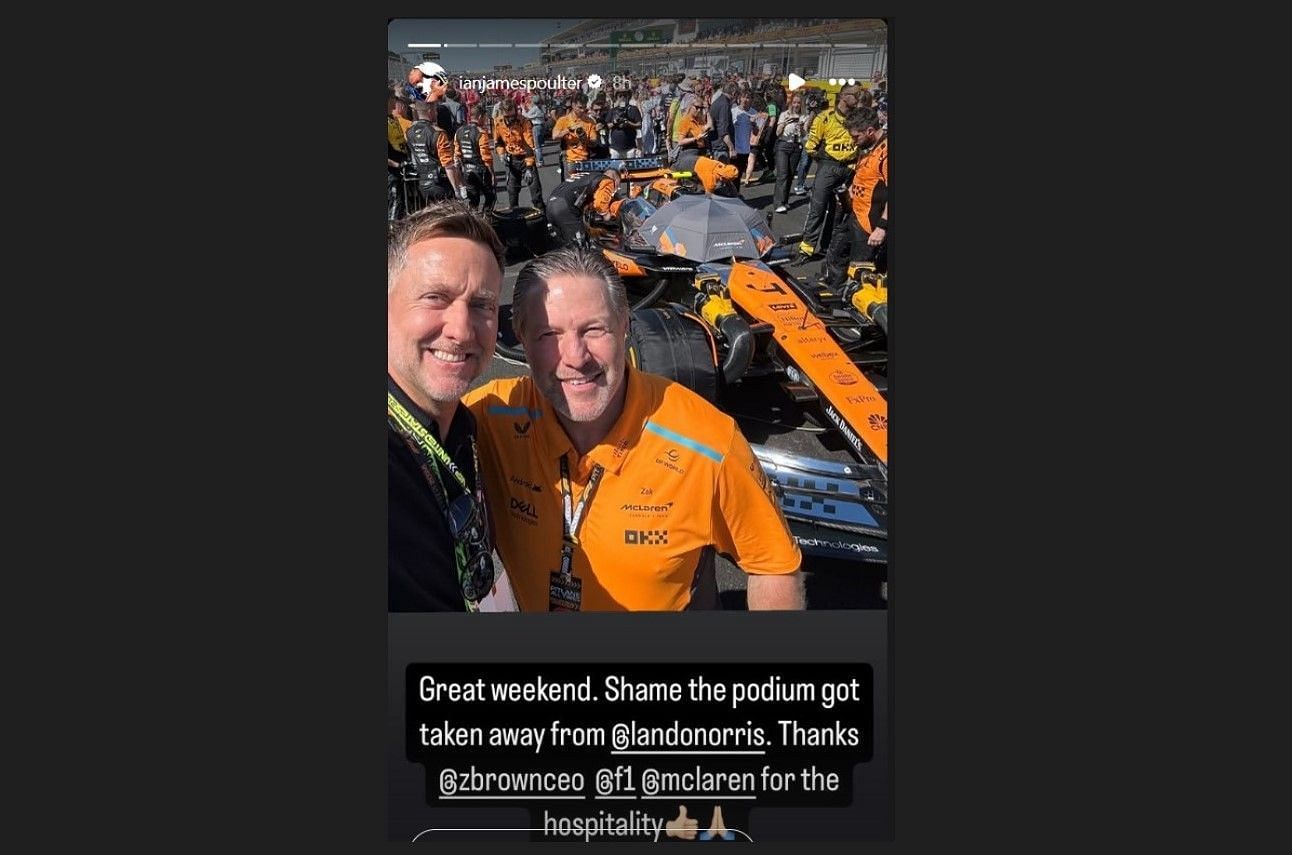 Ian Poulter poses with McLaren&#039;s CEO Zak Brown (Image via Instagram@ianjamespoulter)