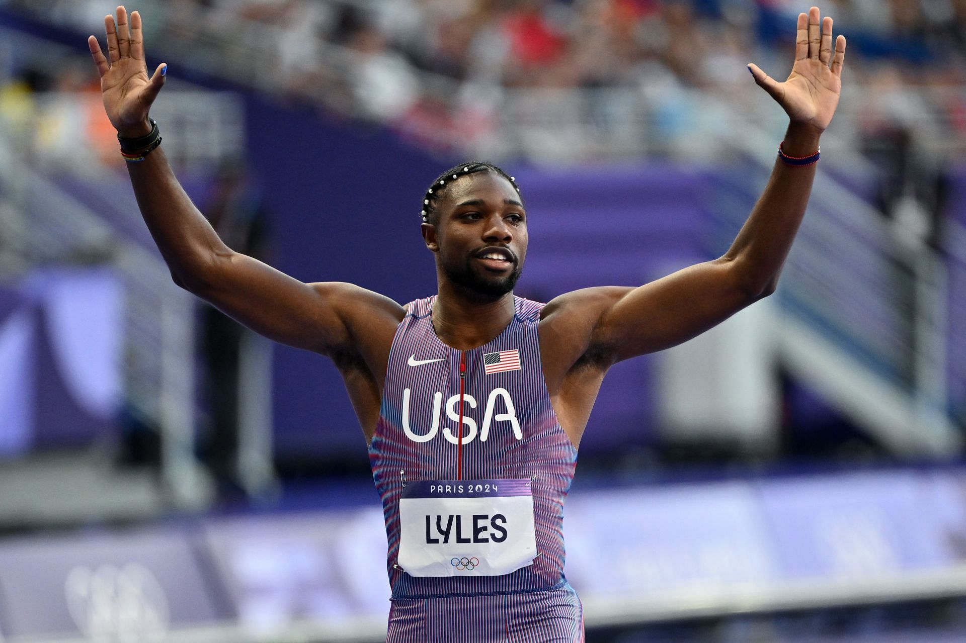 Noah Lyles at the Olympic Games Paris 2024 (Image via Getty)