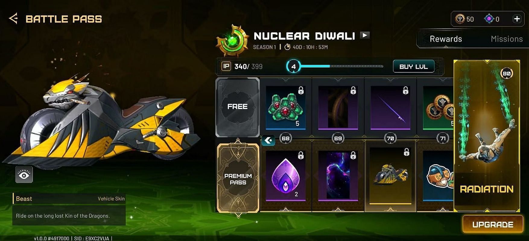 The Beast vehicle skin, as seen in the battle pass (Image via SuperGaming)