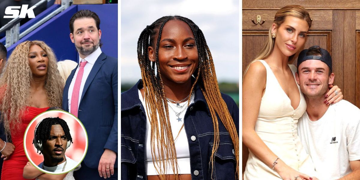 (Left to Right) Serena Williams and husband Alexis Ohanian, Jayden Daniels (Inset), Coco Gauff, Paige Lorenze and Tommy Paul (Image source: Getty)