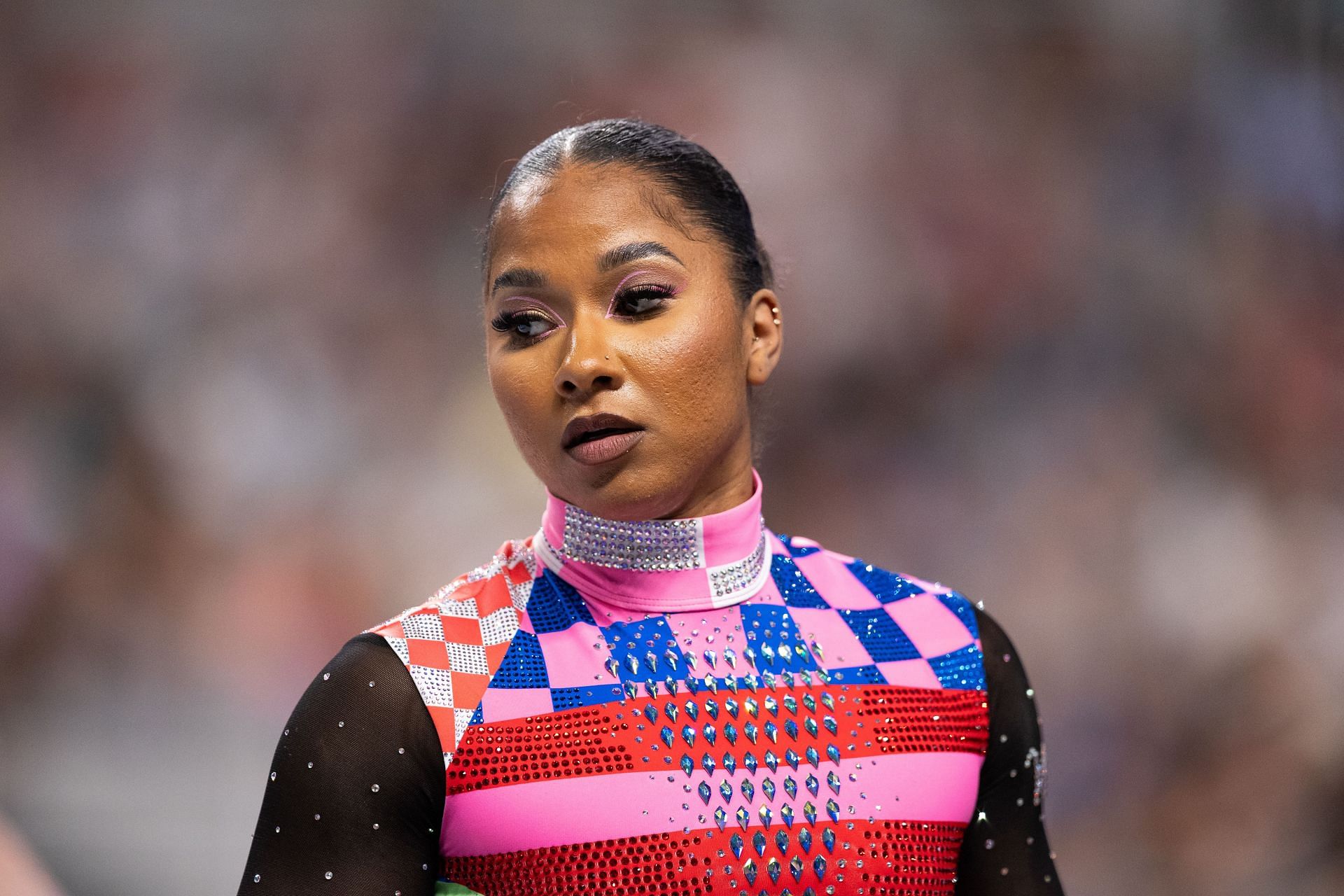 Jordan Chiles at the 2024 Xfinity U.S. Gymnastics Championships - Source: Getty