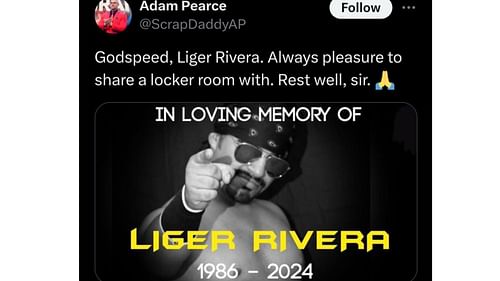 Screengrab of Adam Pearce's tweet (Credit: Adam Pearce/@ScrapDaddyAP on X/Twitter)