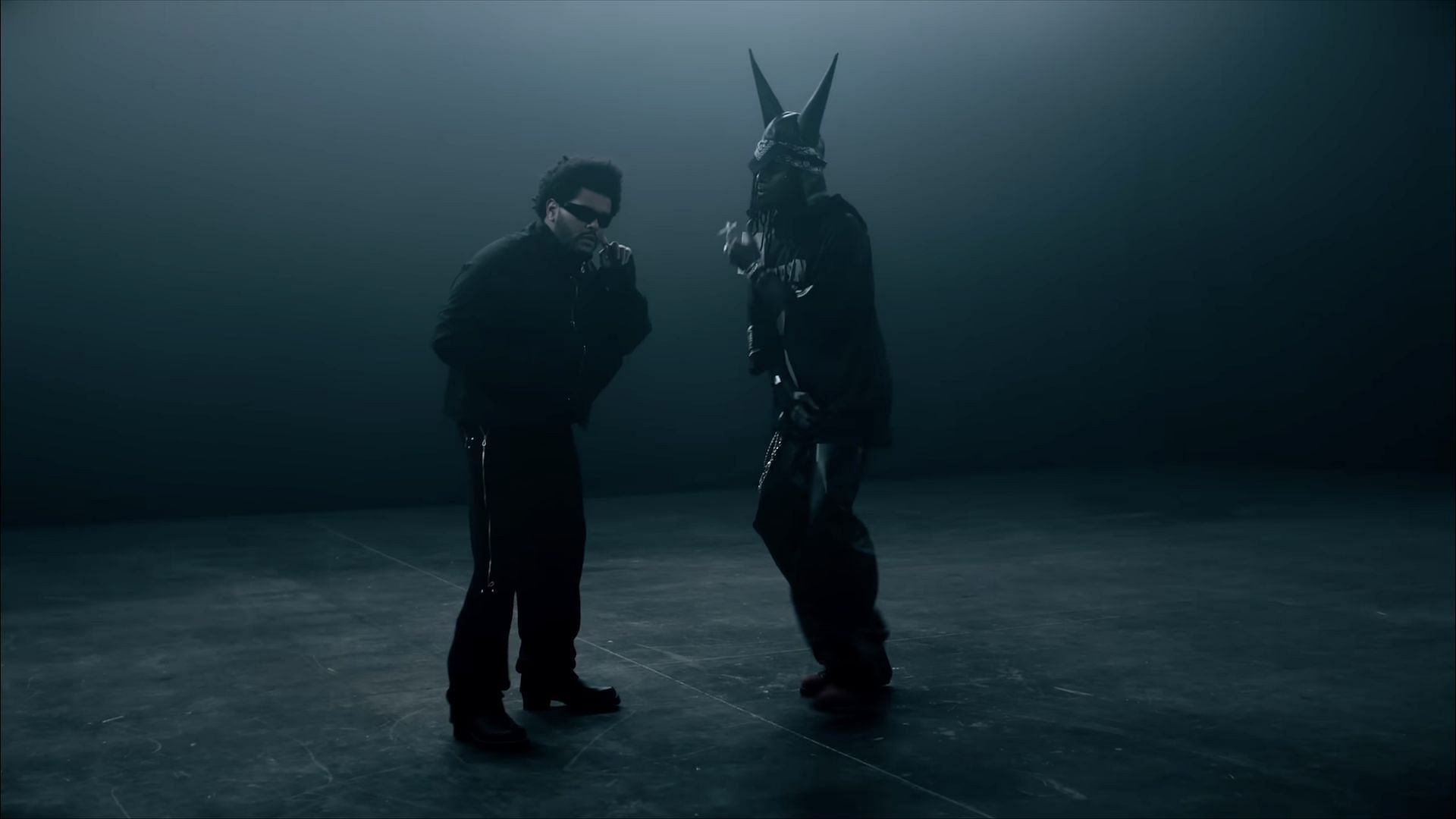 Screenshot from the official music video for The Weeknd and Playboi Carti&#039;s hip-hop record &#039;TIMELESS&#039; (Image via YouTube/@TheWeeknd)