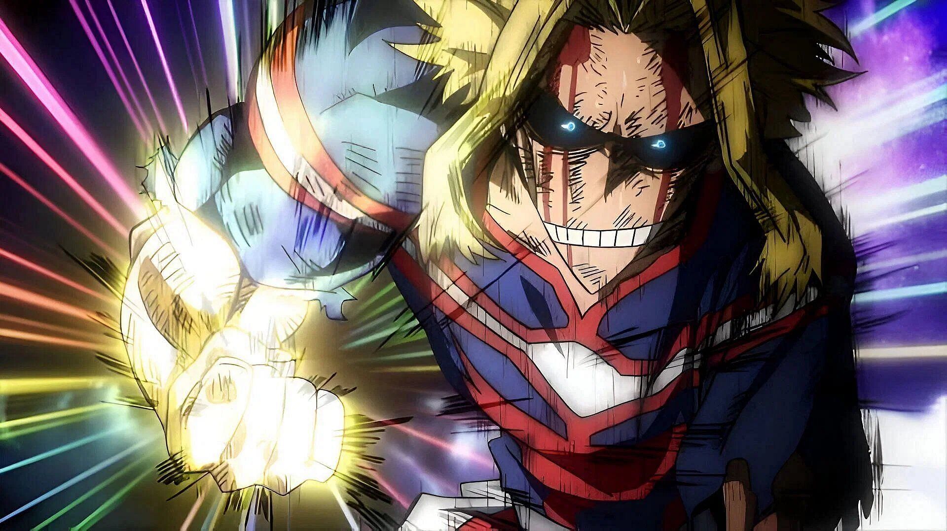 All Might&#039;s last stand in Kamino in the anime (Image via Bones).