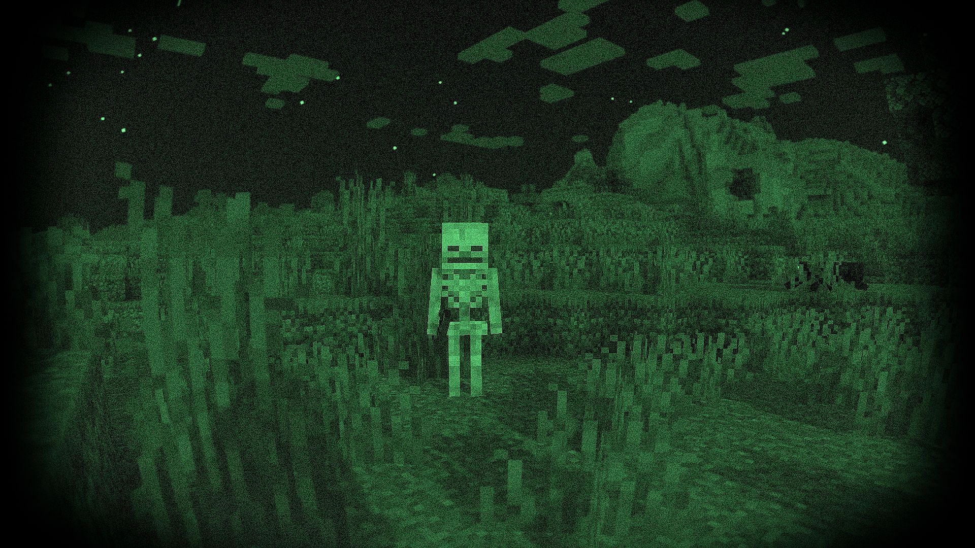 The narrow field of vision and flickering make this one of the best Minecraft spooky shader packs (Image via Mojang Studios || Modrinth/@LoLip_p)