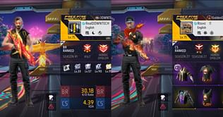 Downtech Gamer vs Gaming Subrata: किसके Free Fire MAX में बेहतर स्टैट्स हैं?