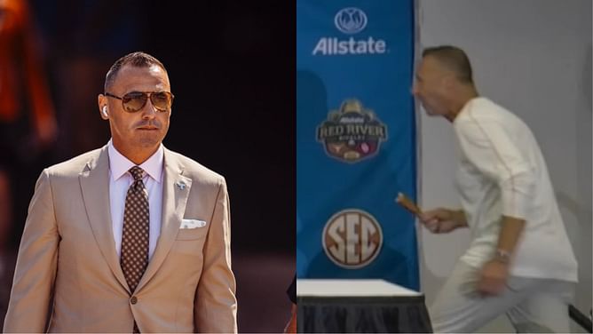 WATCH: Steve Sarkisian makes savage entry with a corndog in press conference after Brent Venables expressed his unique desire