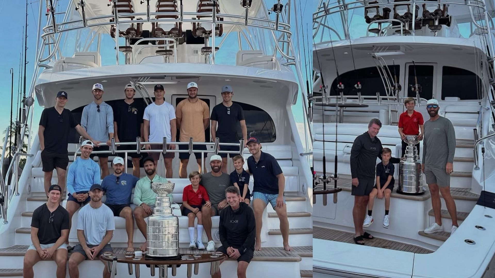 Dustin Johnson goes on a fishing trip with reigning Stanley Cup winners (Images via @dustinjohnsongolf/Instagram)