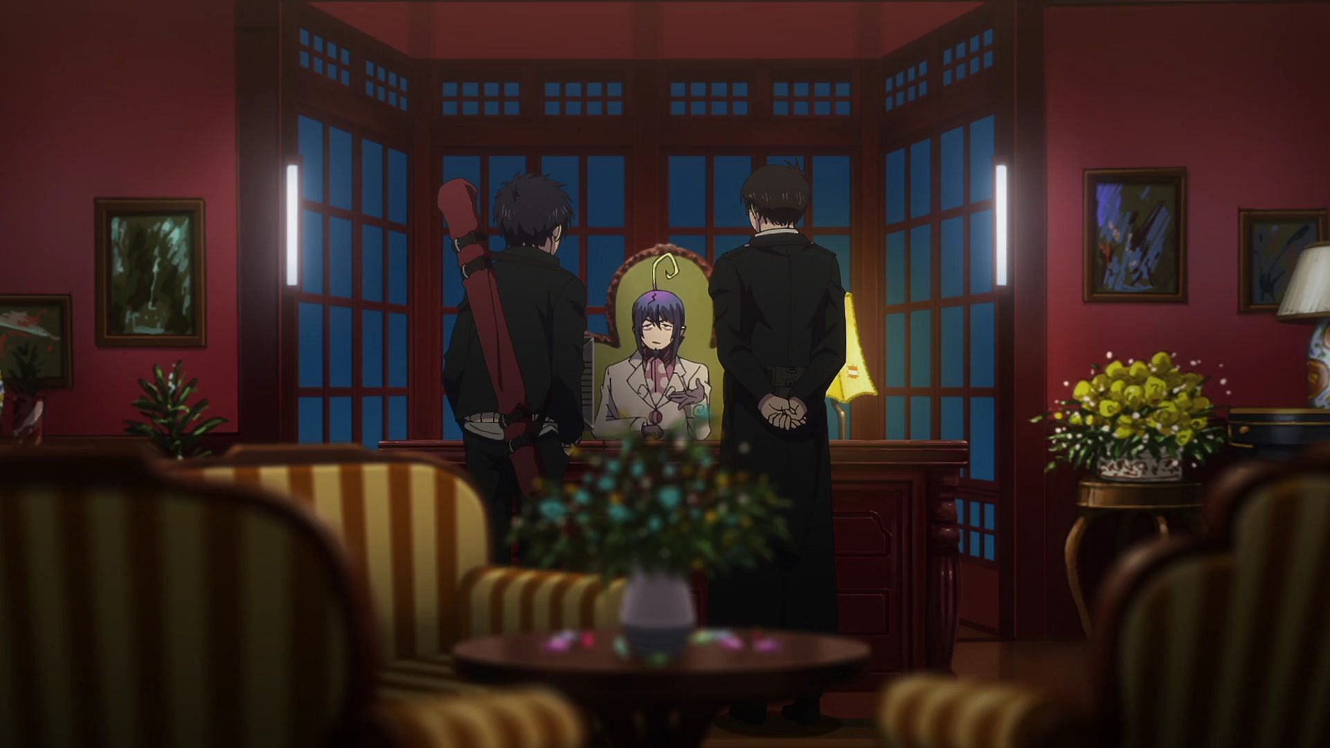 Rin and Yukio in Mephisto&#039;s office (Image via Studio VOLN)