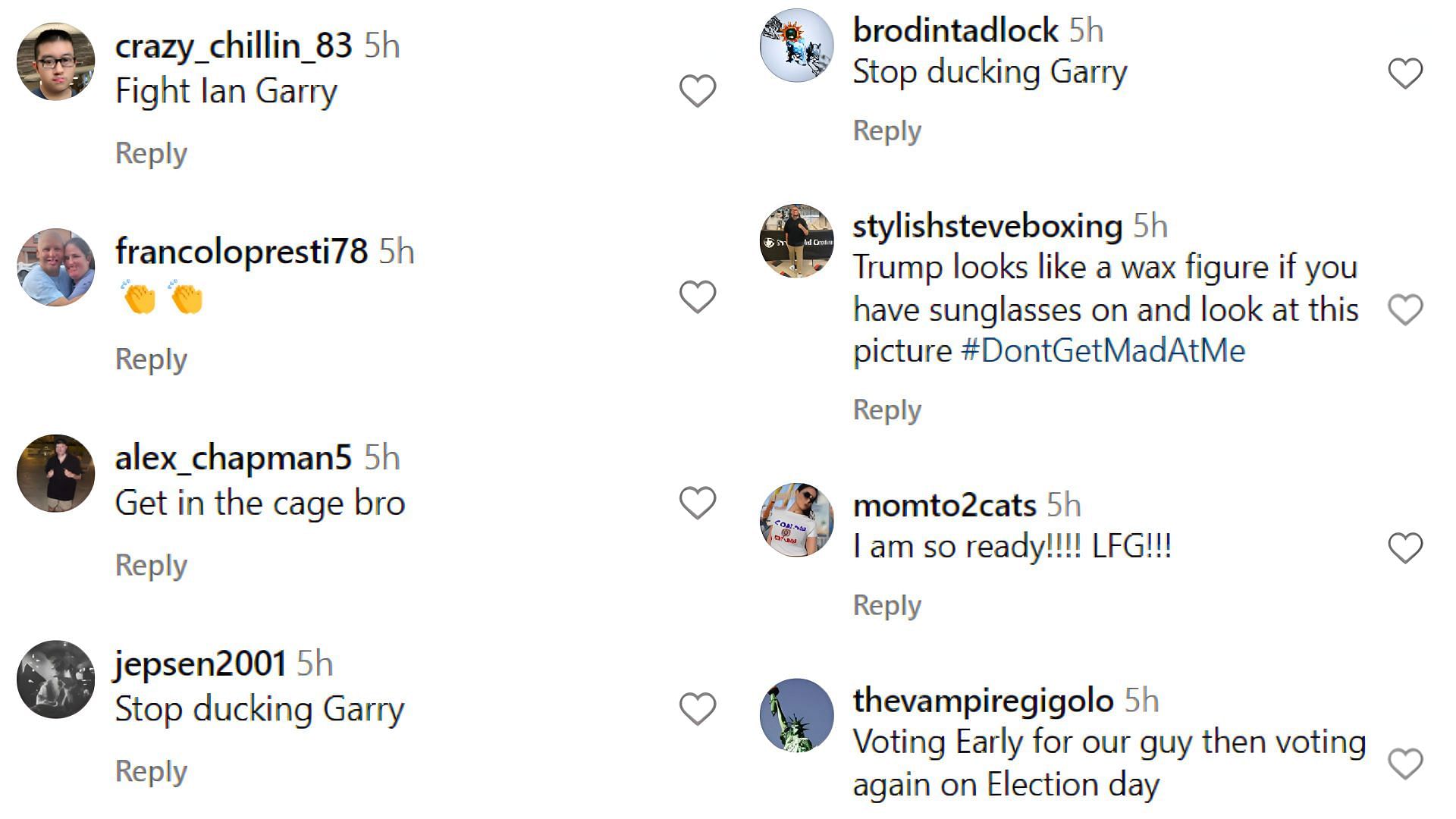 Fan reactions to Colby Covington's Instagram post.