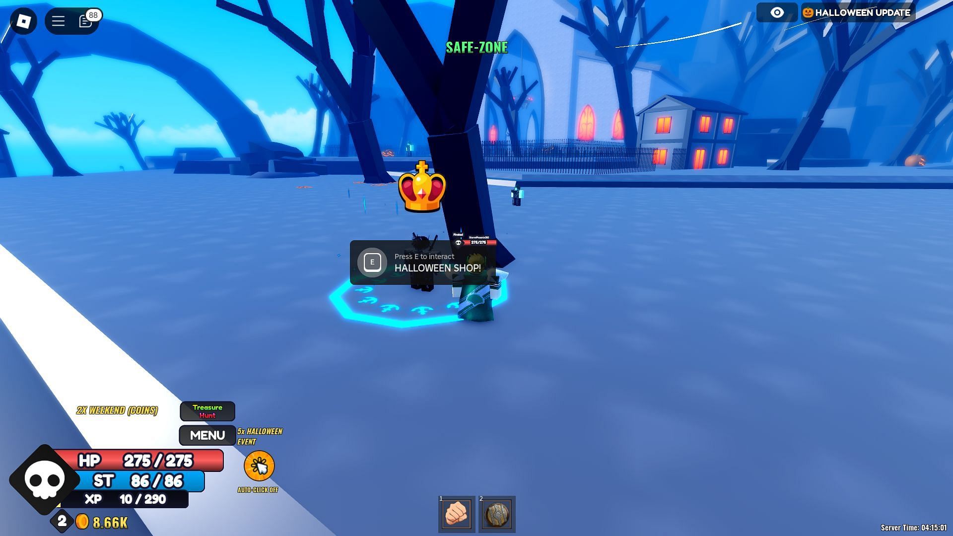 This NPC gives you access to the Halloween Shop (Image via Roblox)