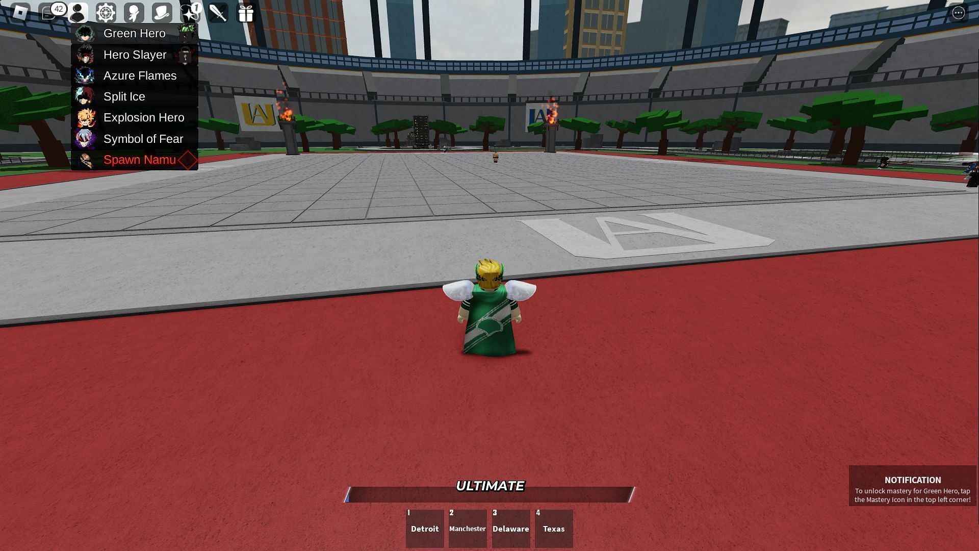 The Green Hero has received mastery (Image via Roblox)