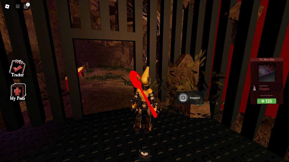 Roblox Halloween event basement scene showing a player exploring a dark environment
