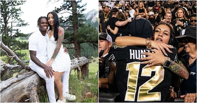 Travis Hunter's fiancée Leanna Lenee rocks custom-made black top featuring Colorado WR & matching pants