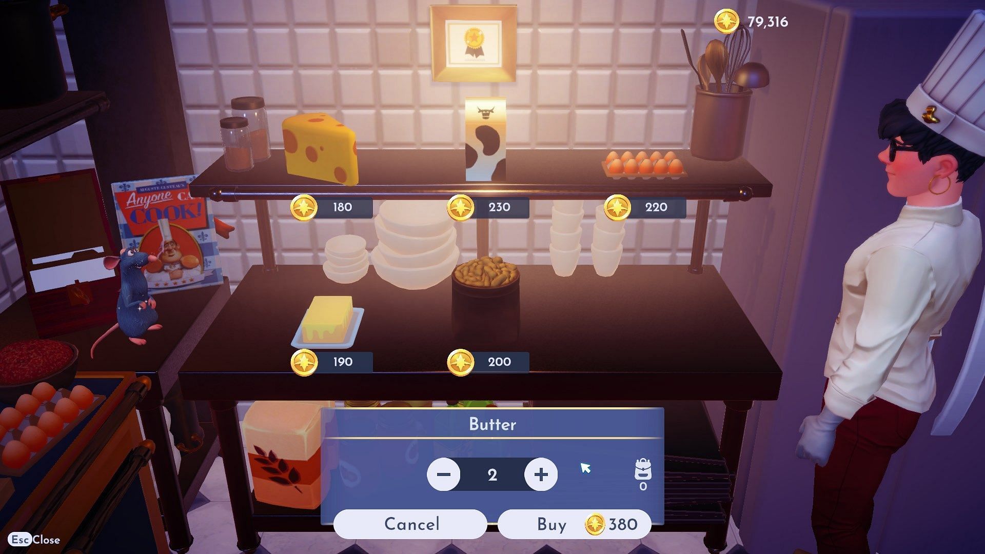 Butter is available at Chez Remy's restaurant (Image via Gameloft)