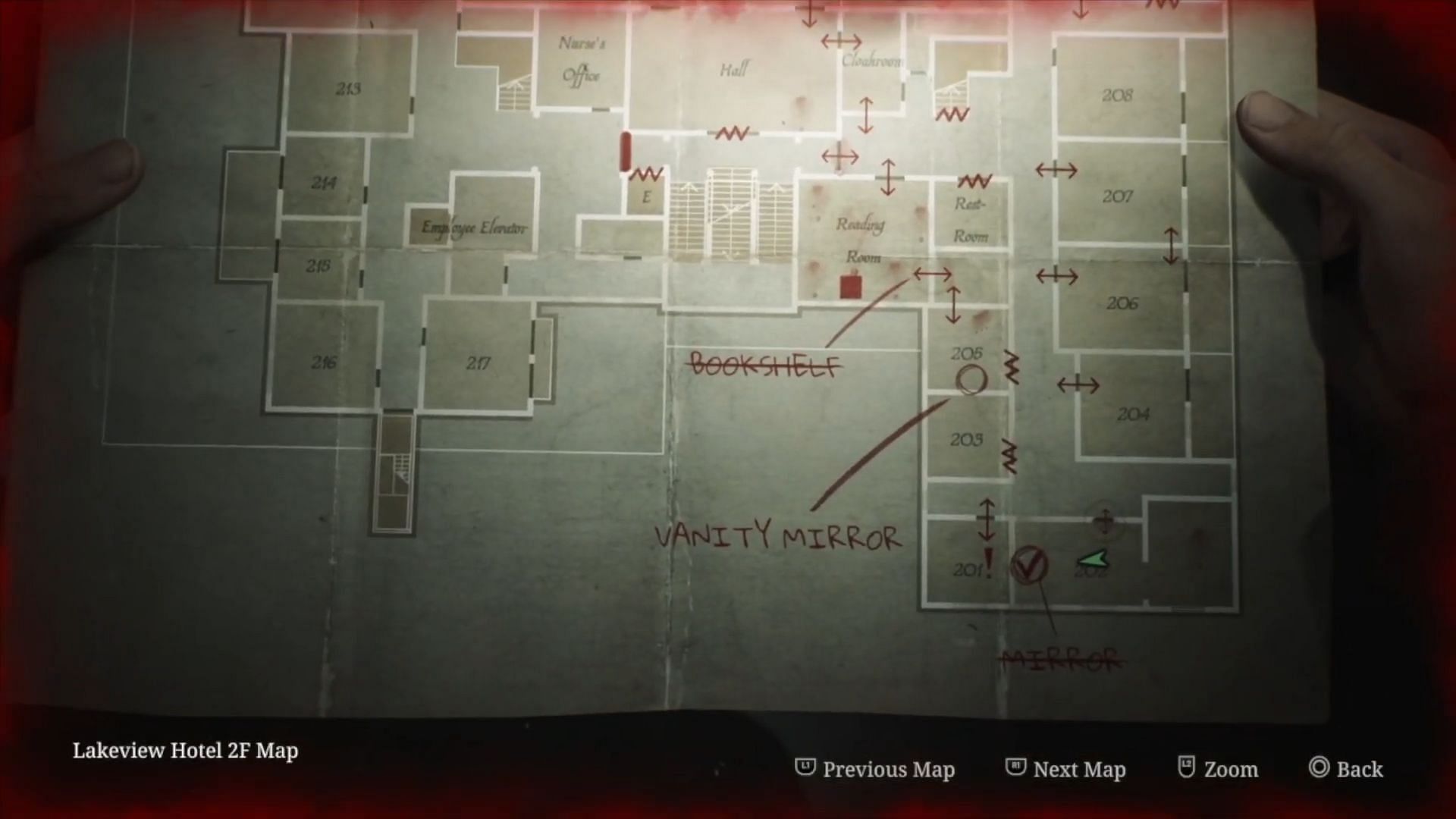 The map of the Hotel (Image via Konami/ Trophygamers on YouTube)