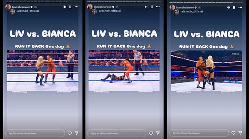Screenshots of Bianca Belair's Instagram Story.