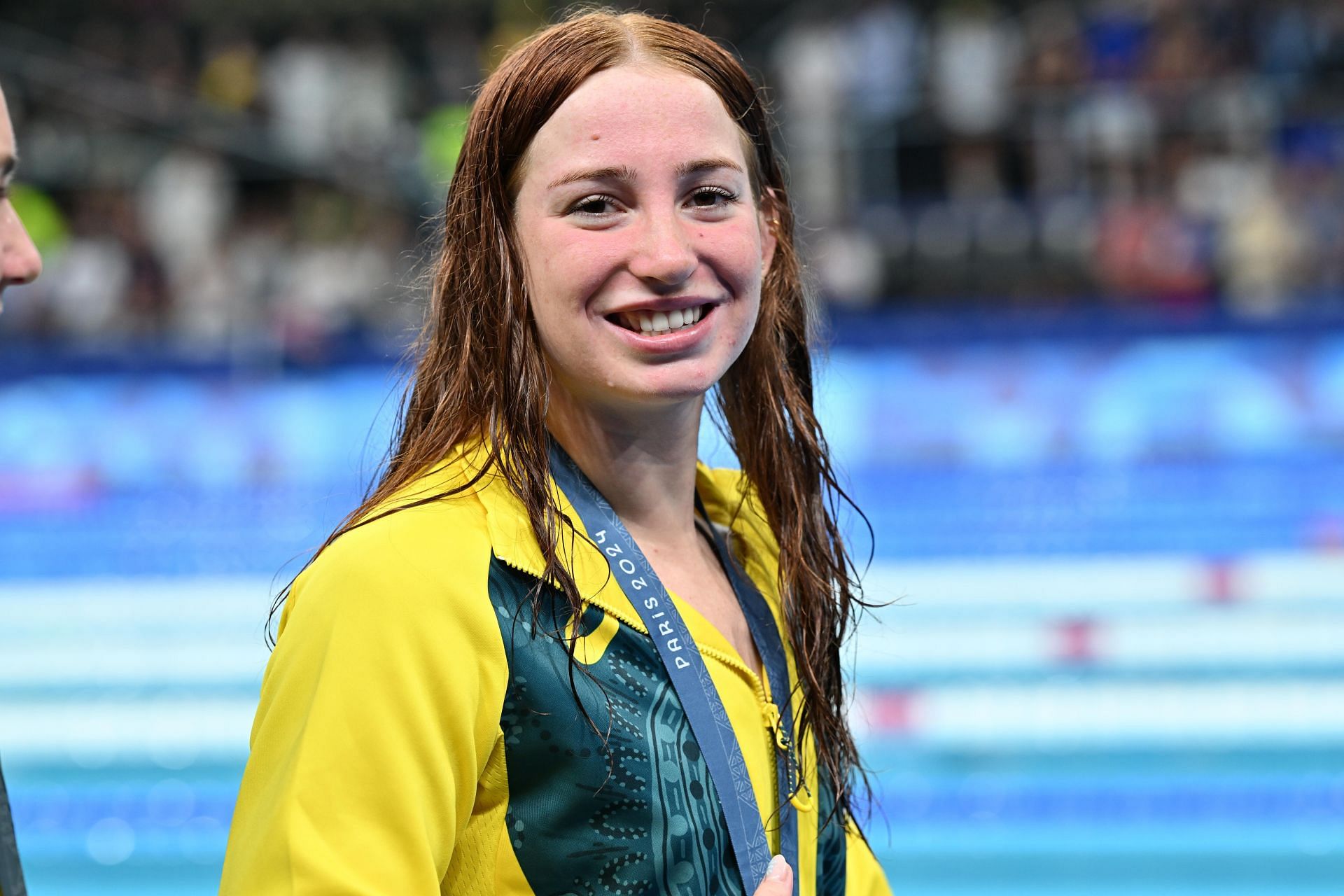 Ariarne Titmus poses for a photo after the women&#039;s 200m freestyle swimming event during the 2024 Olympic Games at the Paris La Defense Arena in Nanterre, Paris. (Photo via Getty Images)