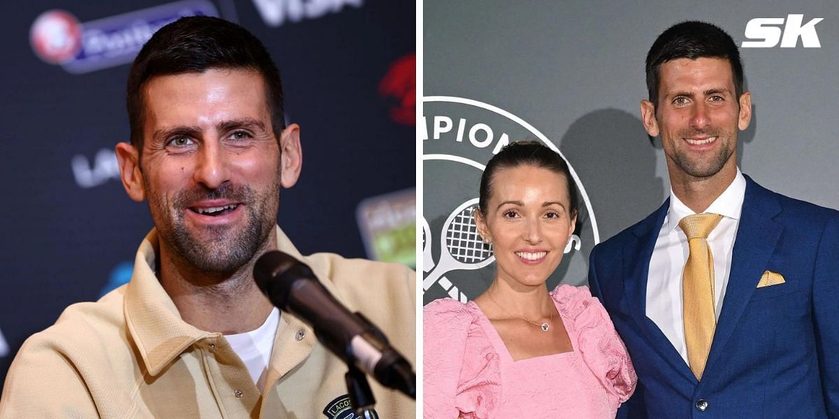 Novak Djokovic talked about his expanding fashion horizons recently after sporting a green tracksuit for a viral photoshoot in China [Novak Djokovic (L), Jelena Djokovic and Novak Djokovic (R), Sources: Getty]