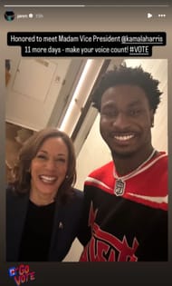 Jaren Jackson Jr. shares snap of meet with Kamala Harris (Image: @jaren IG)