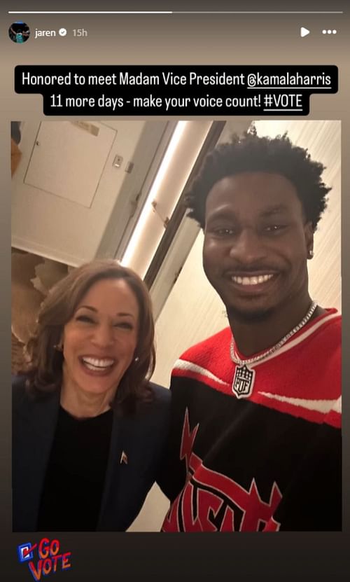 Jaren Jackson Jr. shares snap of meet with Kamala Harris (Image: @jaren IG)