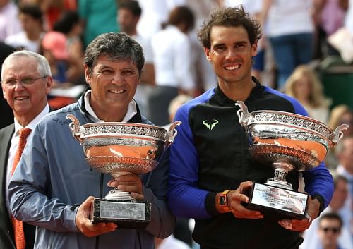 Toni Nadal pictured with his nephew at the 2017 French Open | Image Source: Getty