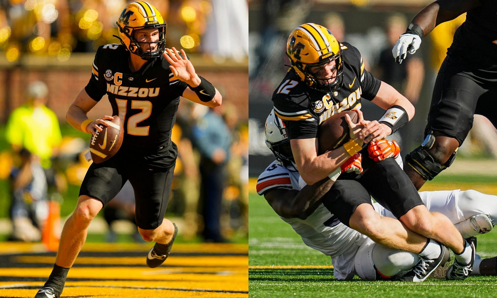 Injured Brady Cook saves game for Missouri. (Image credits: Imagn)