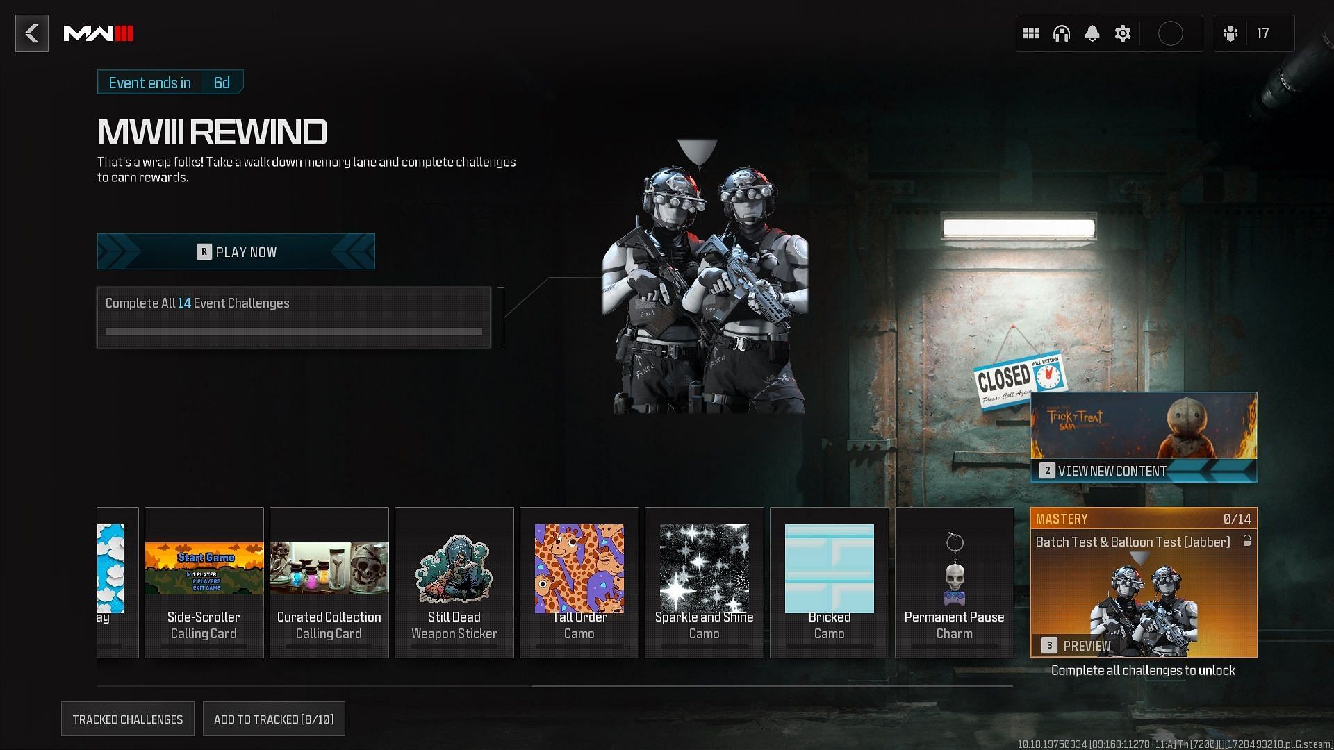 Unlocking the Batch Test and Balloon Test Operator skins in the MW3 Rewind event (Image via Activision)