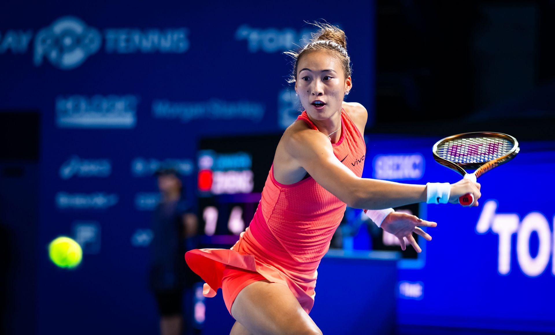 Zheng Qinwen in action at the 2024 Toray Pan Pacific Open (Picture: Getty)