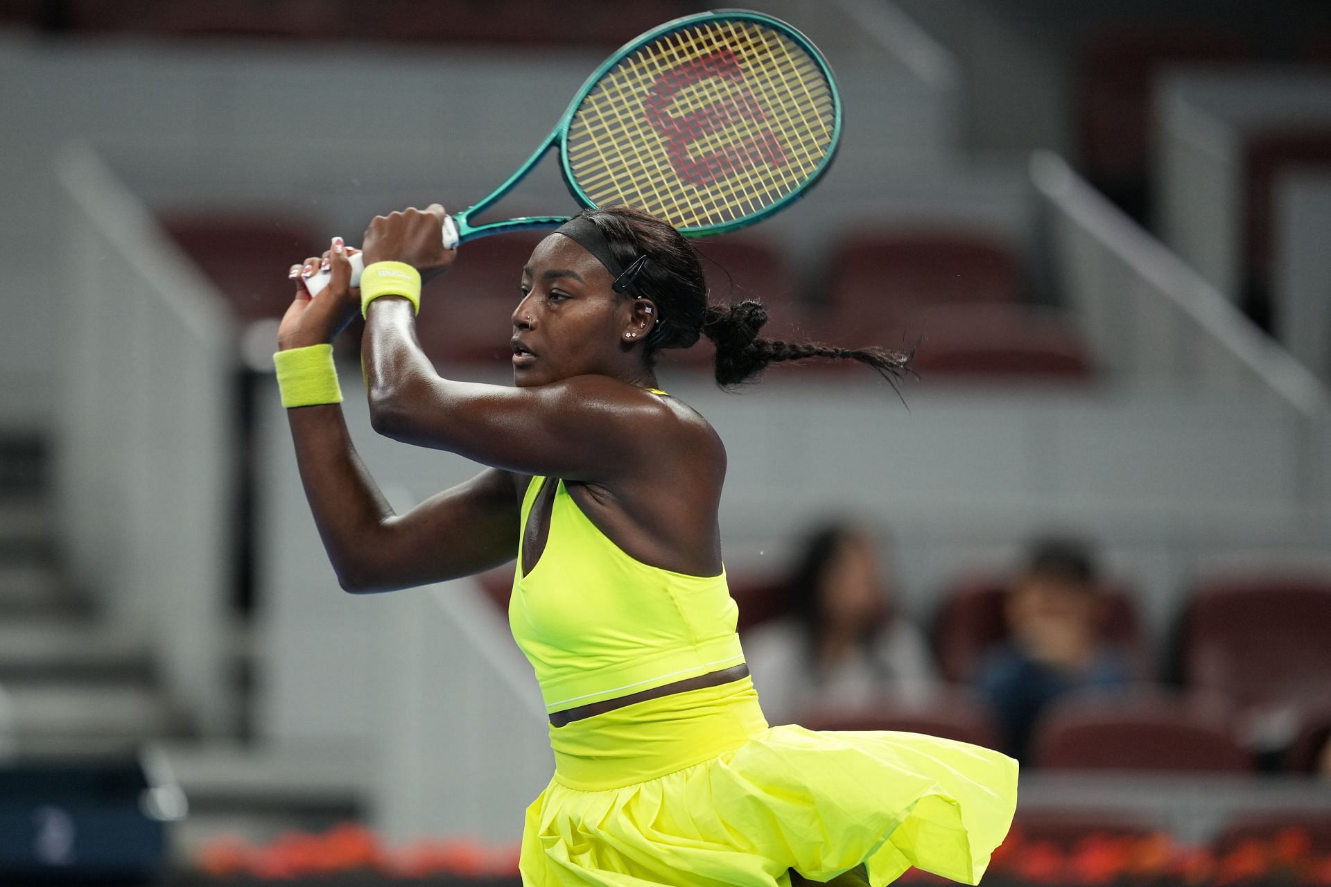 Alycia Parks plays a backhand in the 2024 China Open - Source: Getty