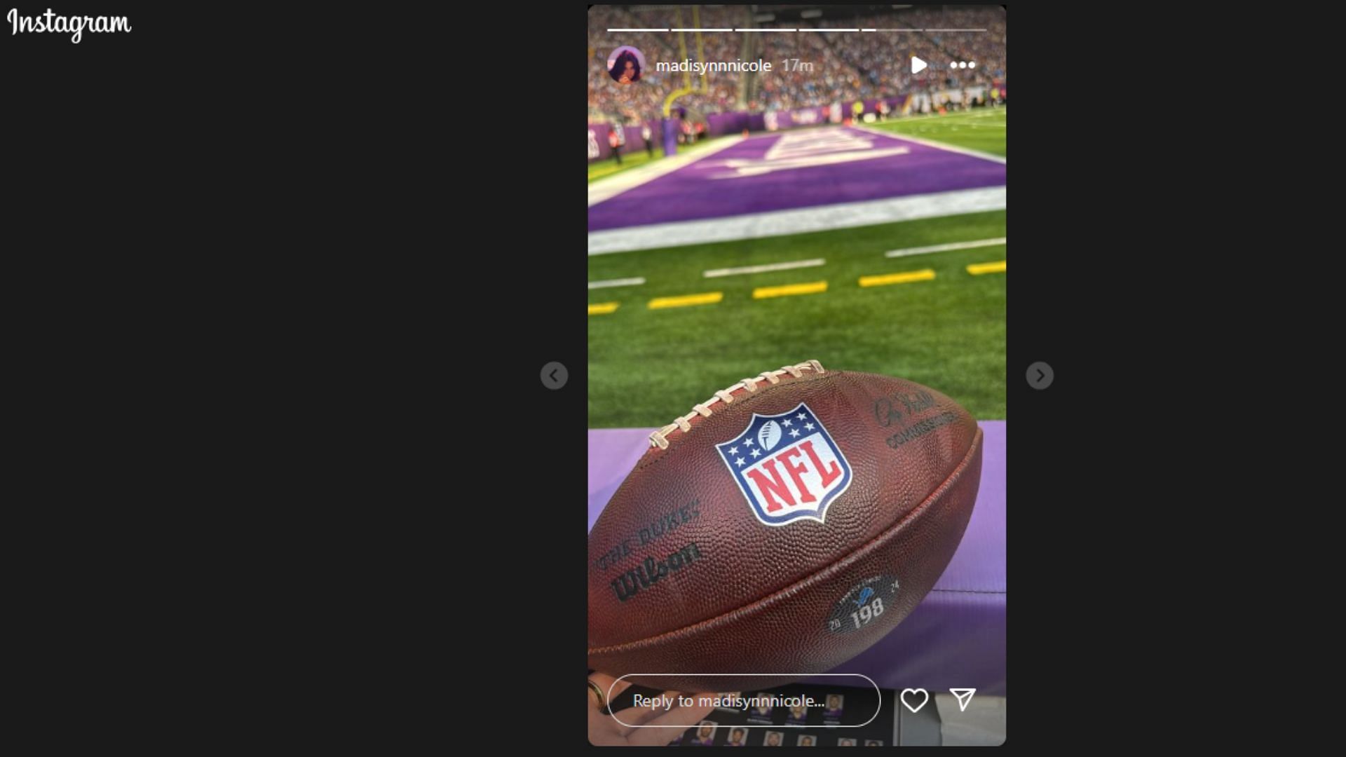 Jahmyr Gibbs&#039; girlfriend Nicole shared a photo of the football on IG. (image credit: instagram/madisynnnicole)