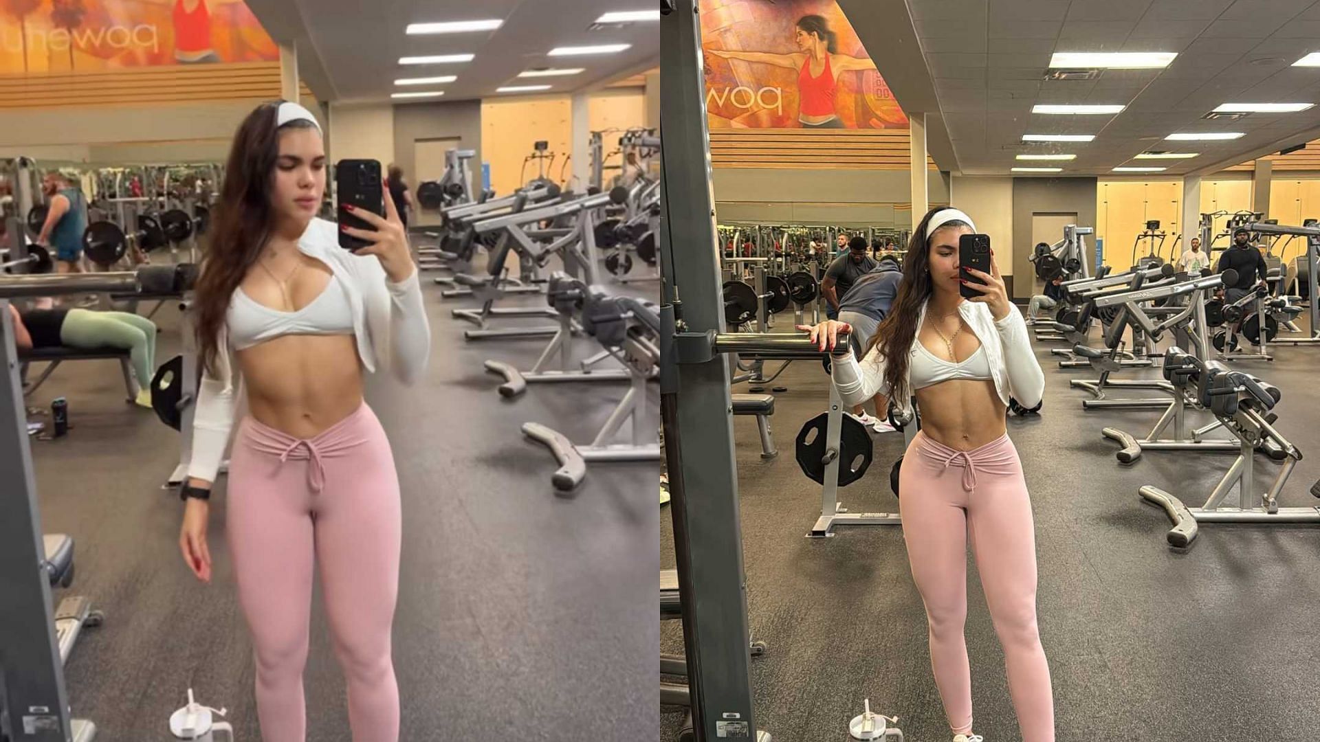 Maria Laborde showing off her workout outfit at the gym