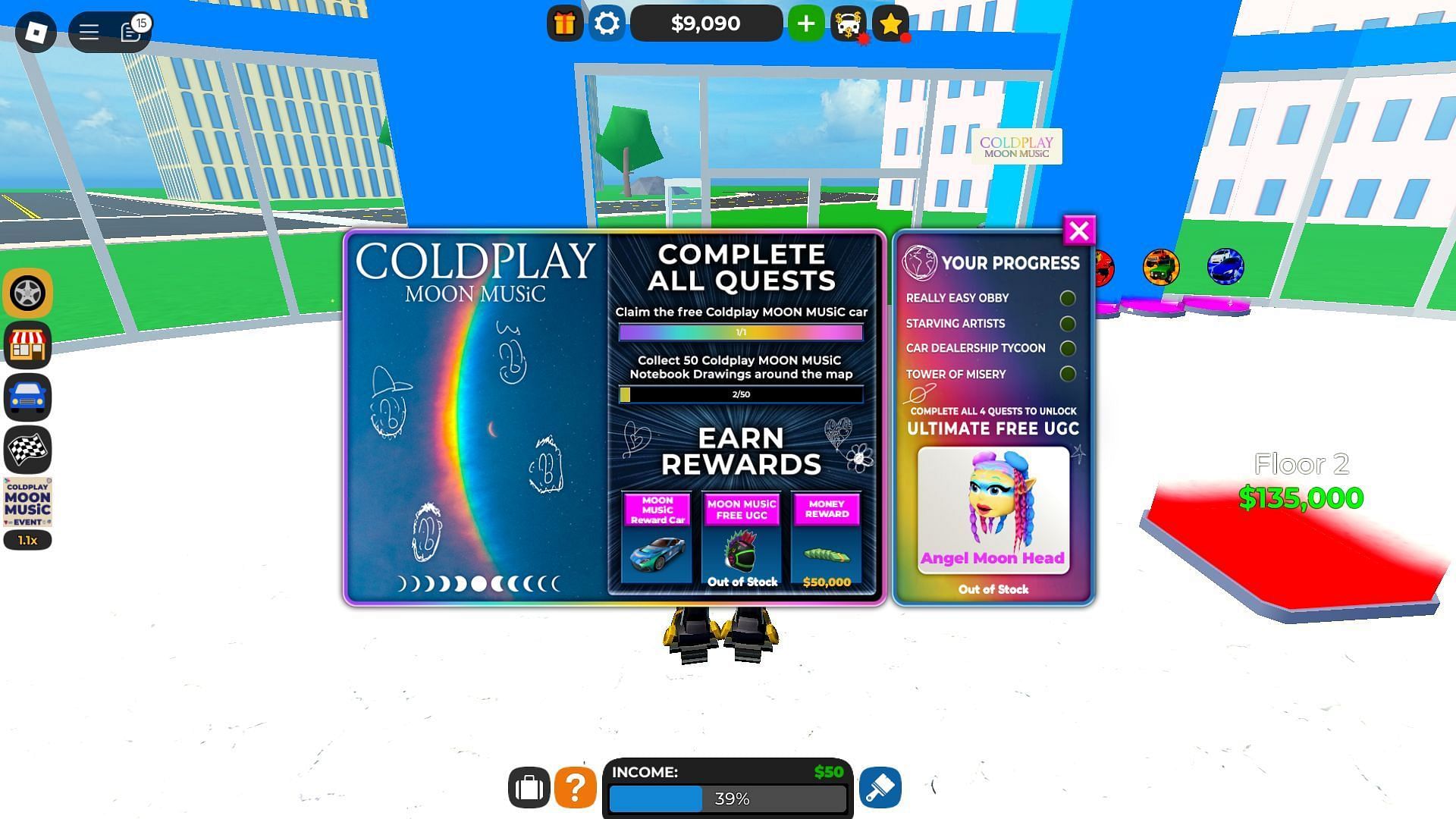 Complete the Coldplay Event in Season 13 for rewards (Image via Roblox)