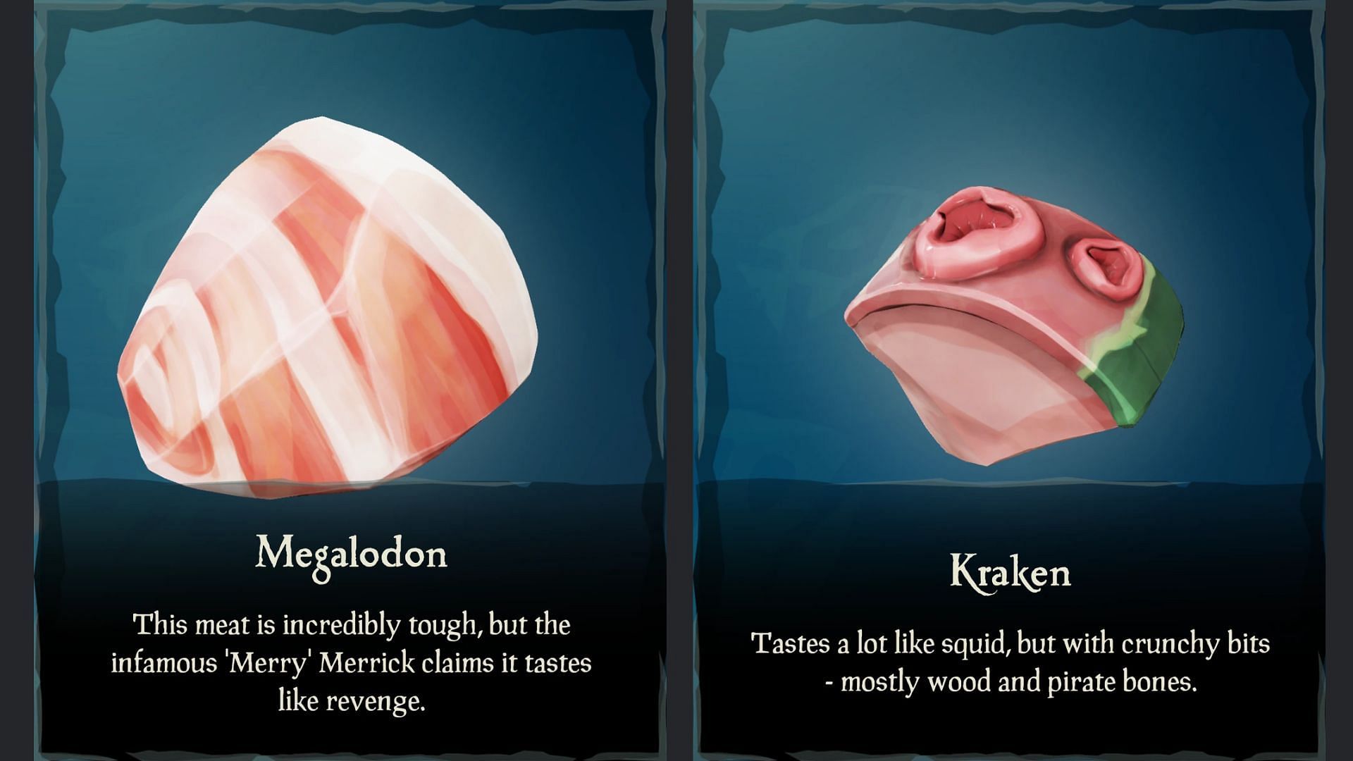 Megalodon and Kraken Meat in Sea of Thieves (Image via Xbox Game Studios)