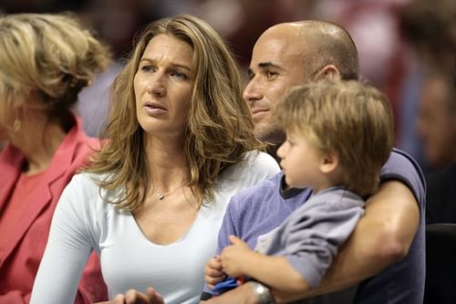 Steffi Graf, Andre Agassi and their son Jaden (Source: Getty)