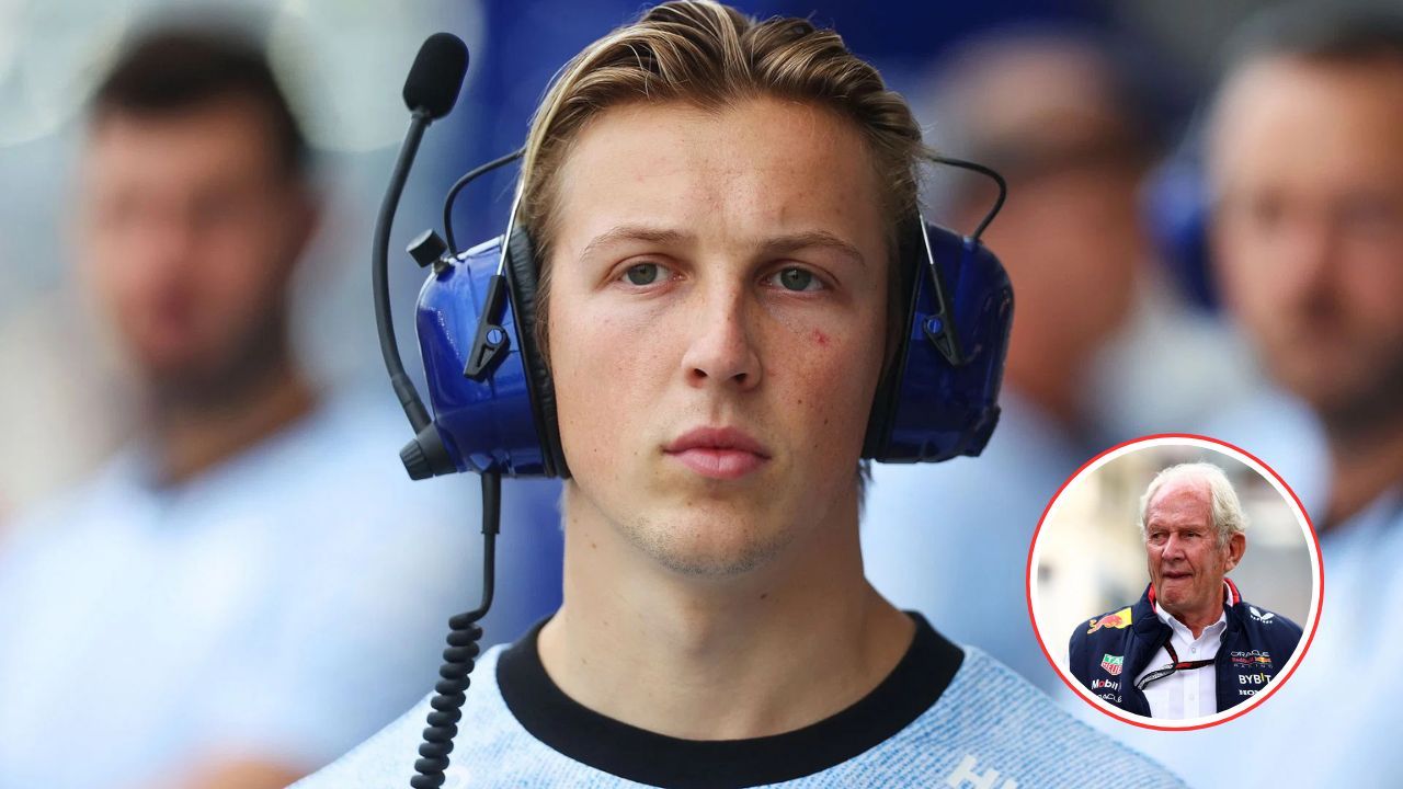 In Picture: Liam Lawson (foreground), and Helmut Marko (circle). Credit: Getty Images