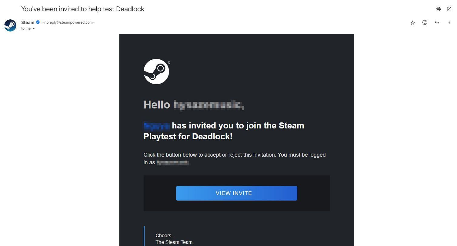 Official invite email (Image via Valve)