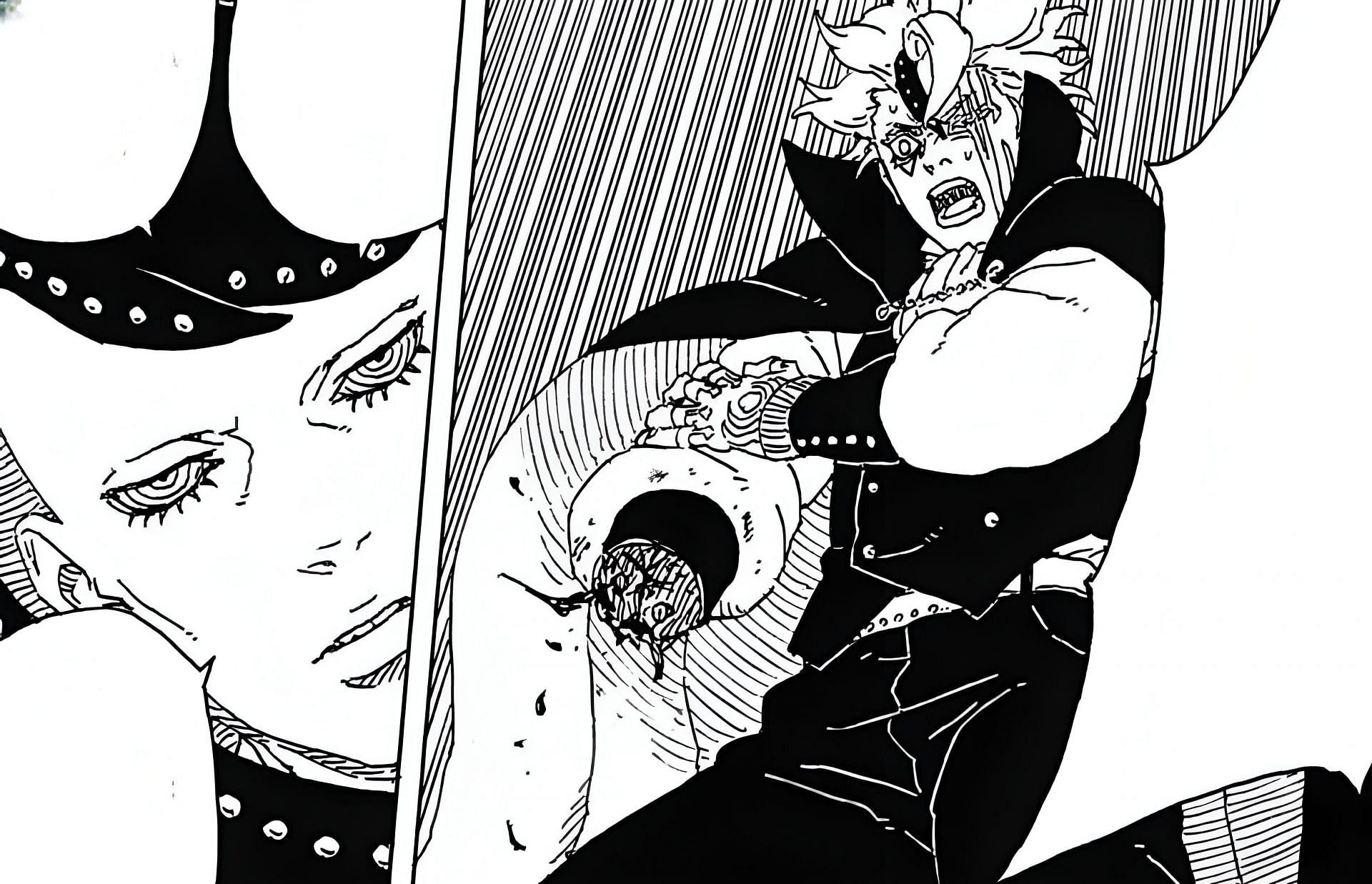 Code screaming in pain as seen in Boruto Two Blue Vortex chapter 15 (Image via Shueisha)