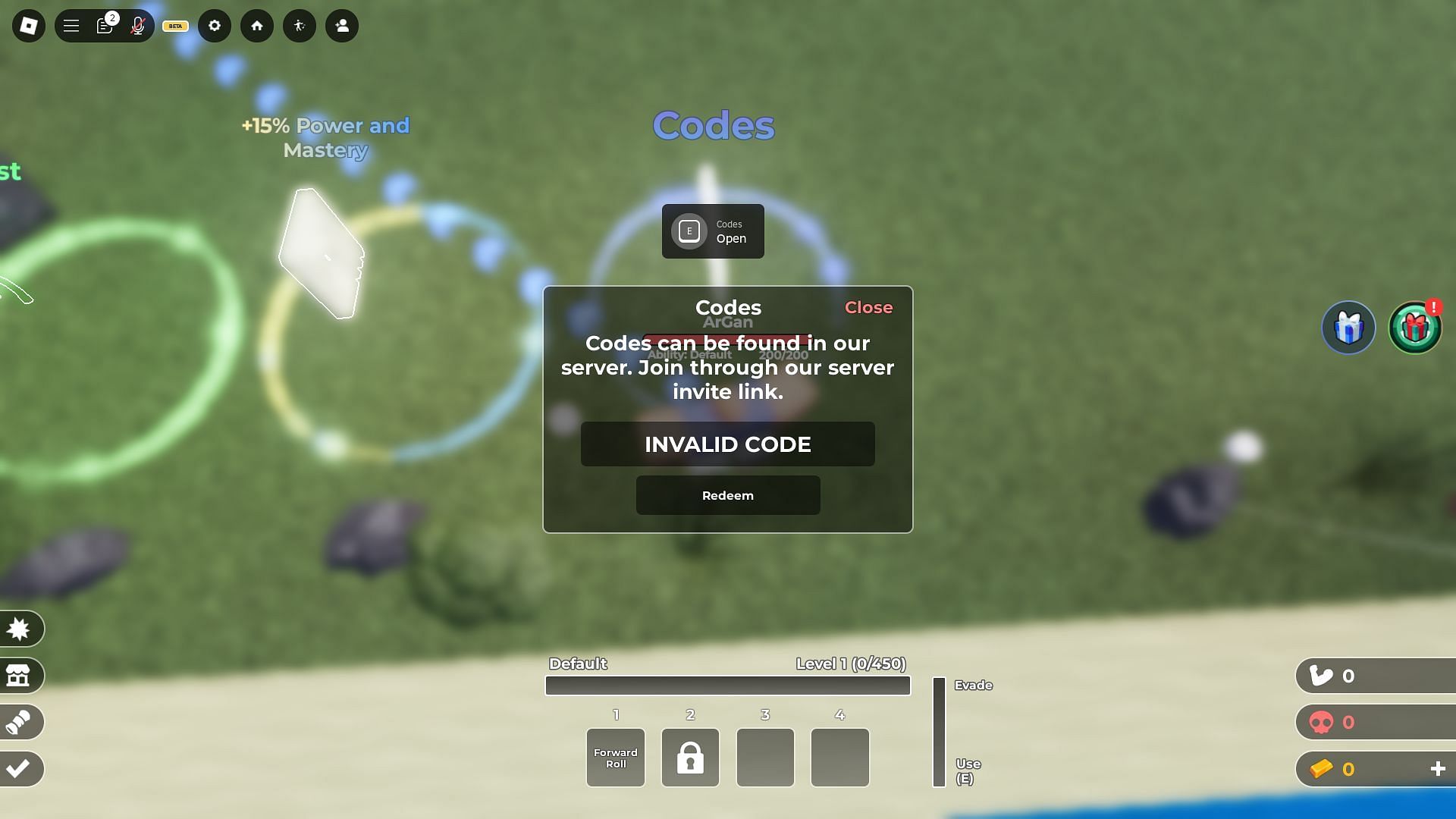 Troubleshoot codes in Fight for Survival (Image via Roblox)