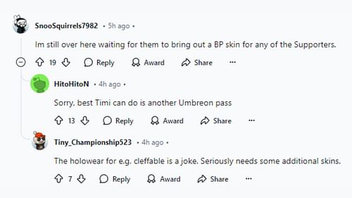 Post by NorgesTaff stirred a heated discussion regarding in-game skins (Image via Reddit)