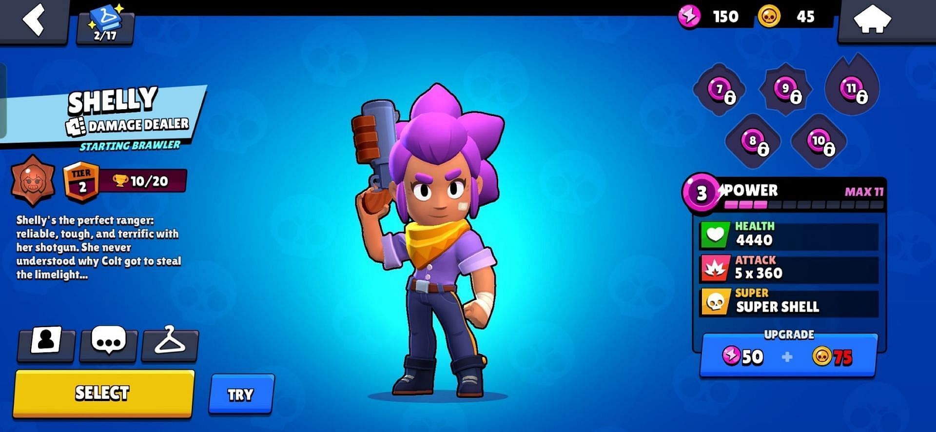 Shelly is the first character unlocked (Image via Supercell)